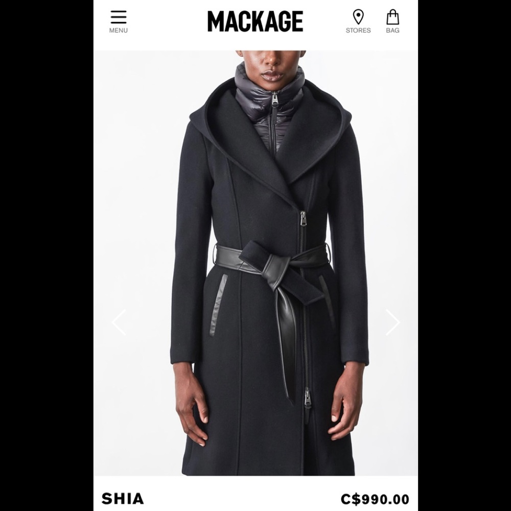 Mackage Shia 2 -in-1 tailored wool coat with sash belt, Blue XS / TP.